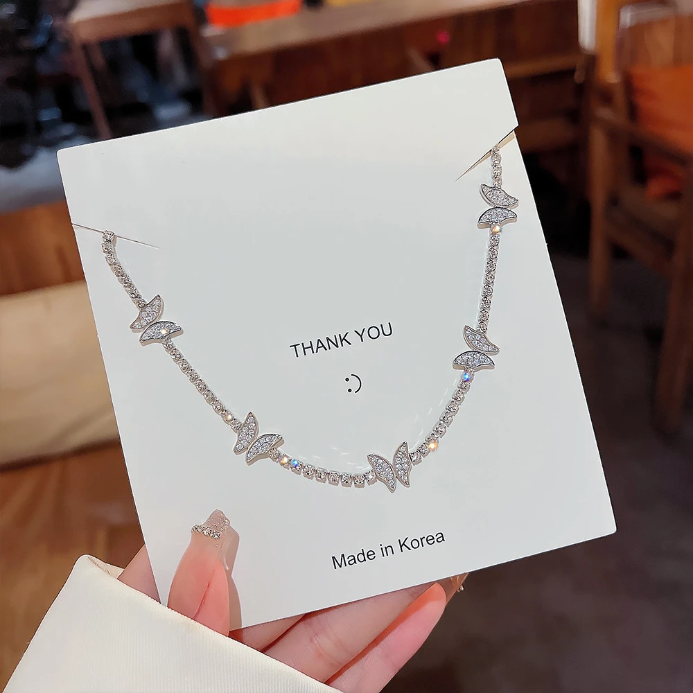 合金项链 满钻蝴蝶项链时尚辣妹甜酷锁骨链轻奢小众ins风超仙项链