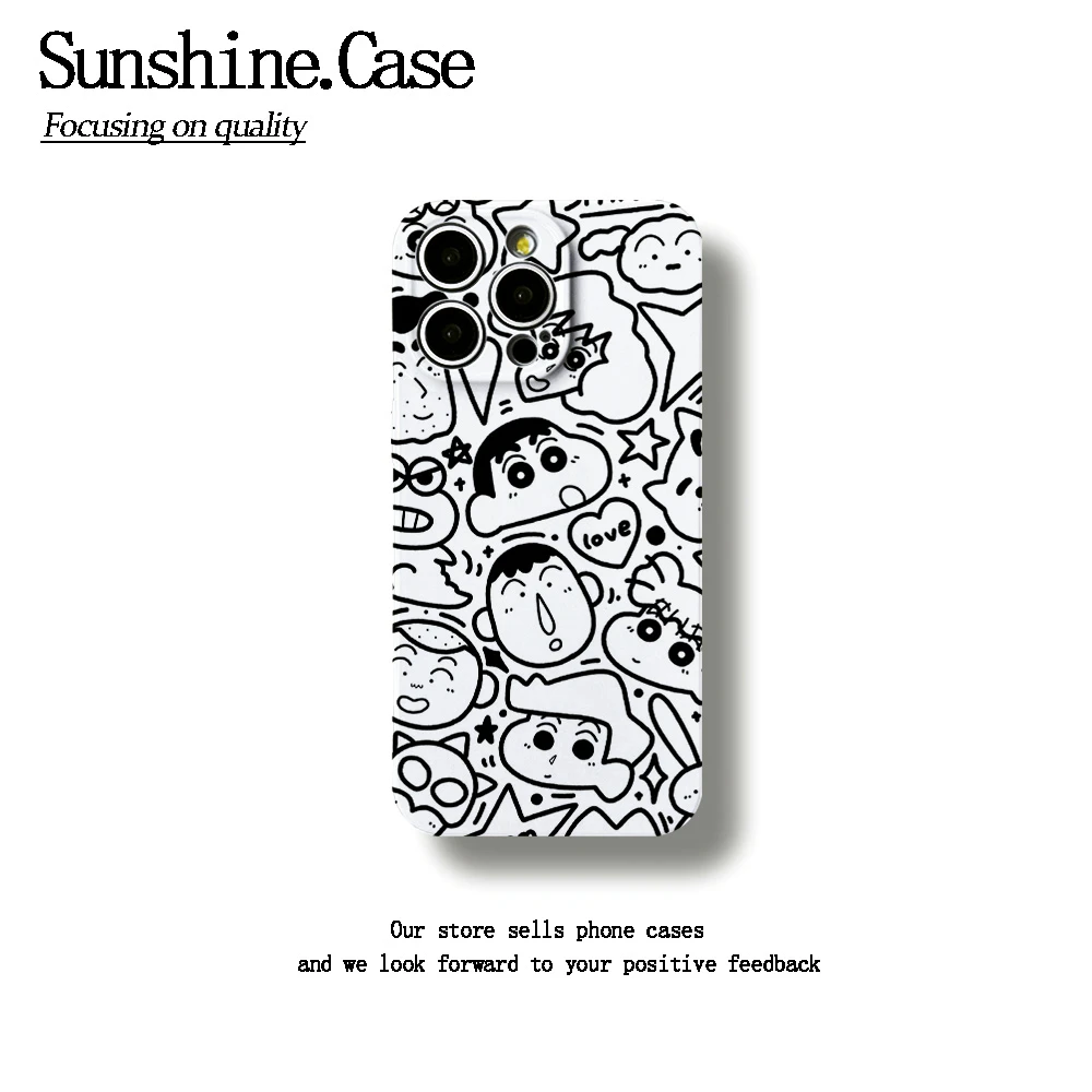 线条小新菲林软壳适用苹果oppo华为vivo小米荣耀创意手机壳防摔