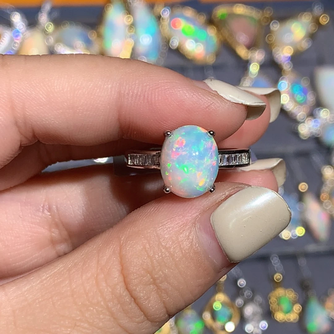 银S925镶嵌欧泊欧泊戒指l