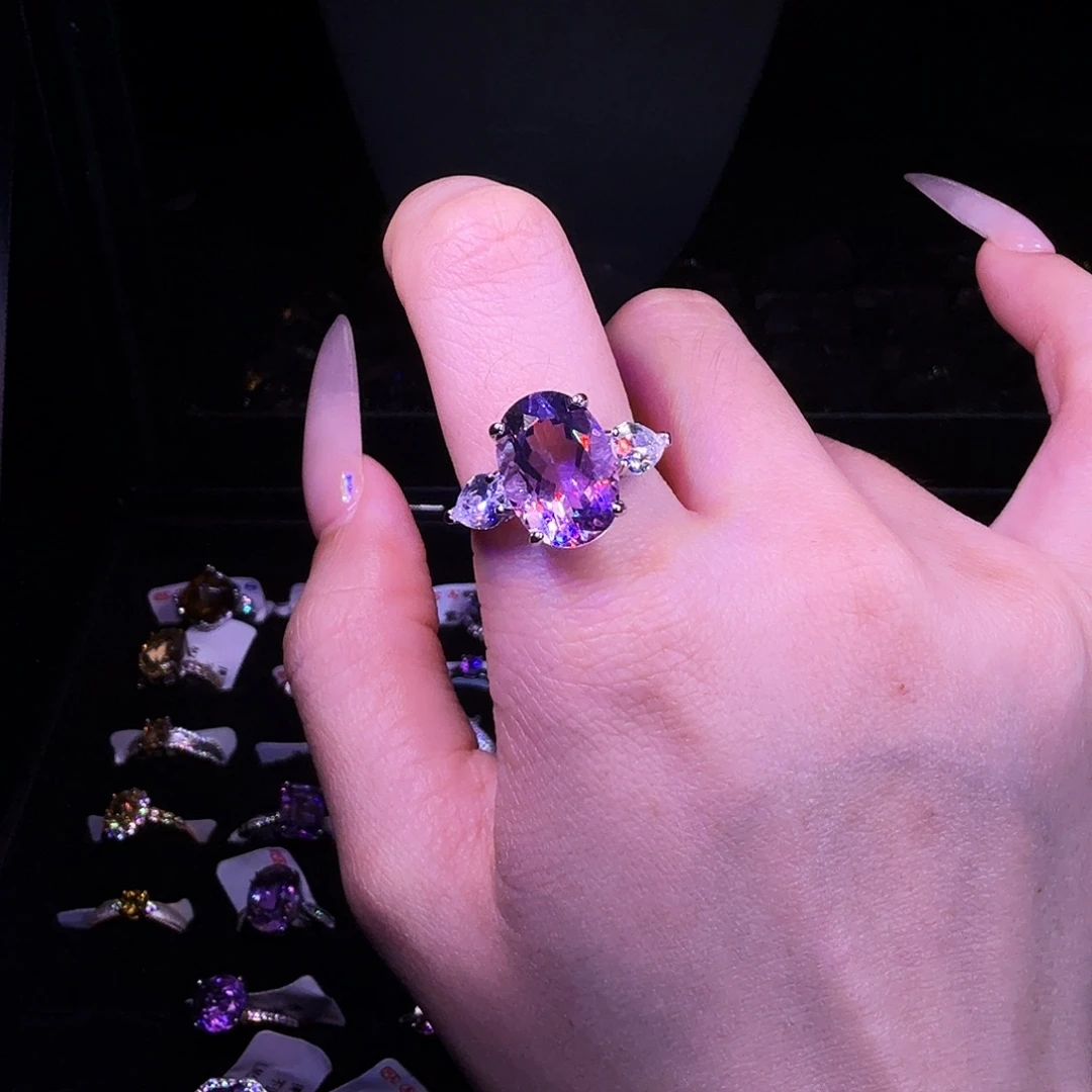 水晶戒指银S925镶嵌