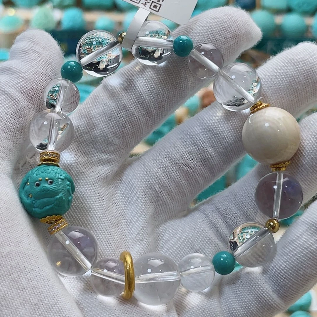 18K金镶嵌绿松石珠宝奇石