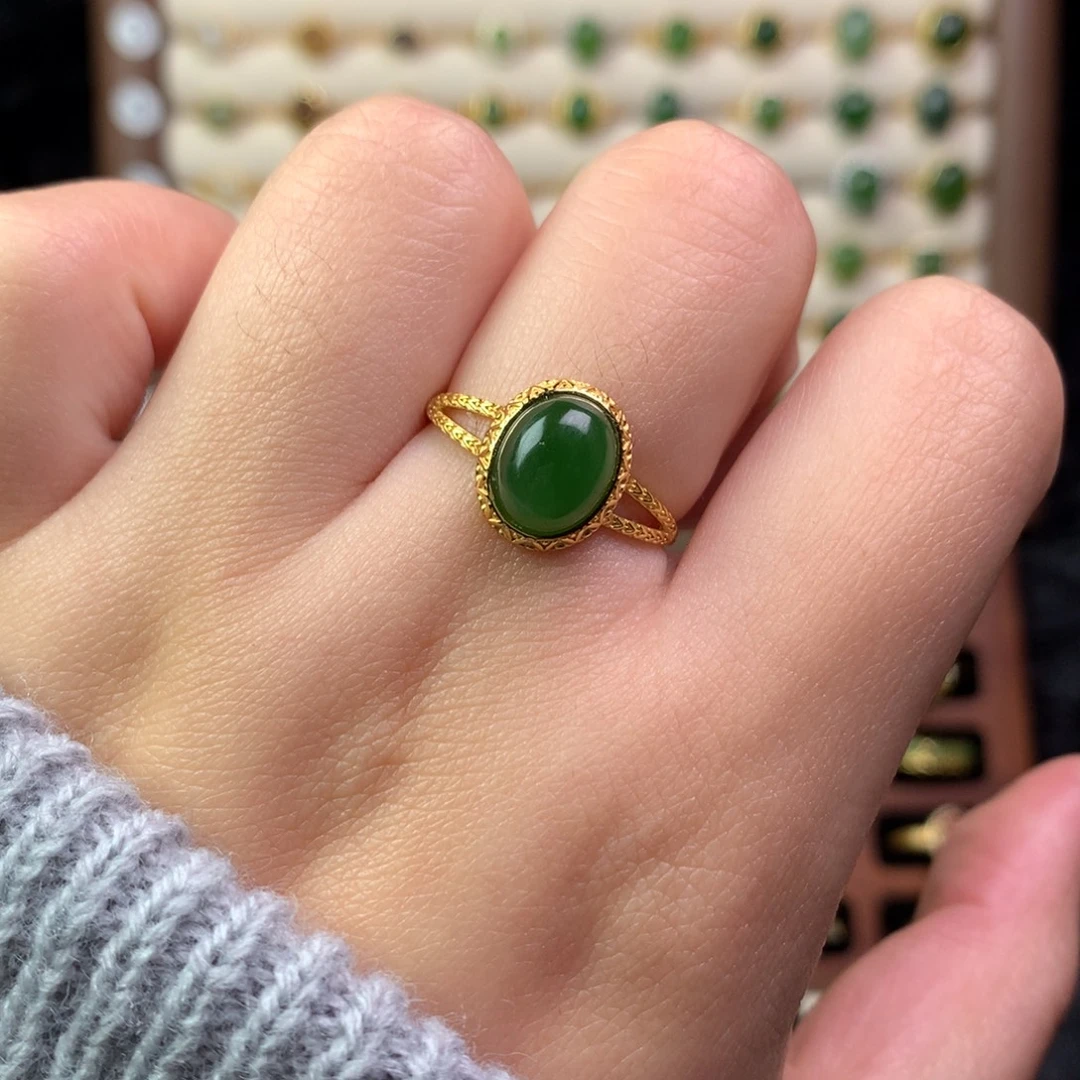 和田玉银S925镶嵌戒指