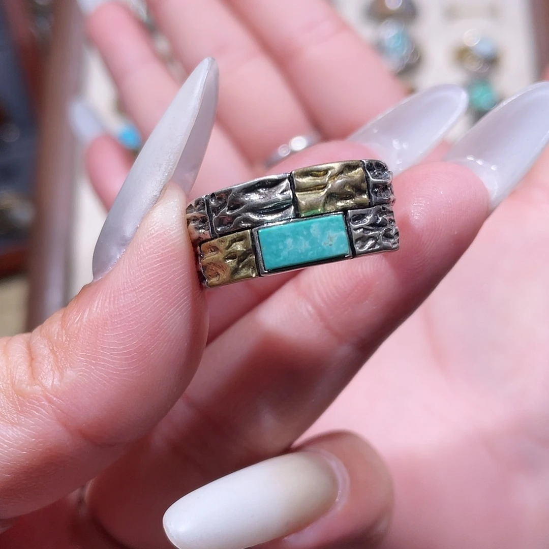 没***风绿松石银S925镶嵌戒指戒指