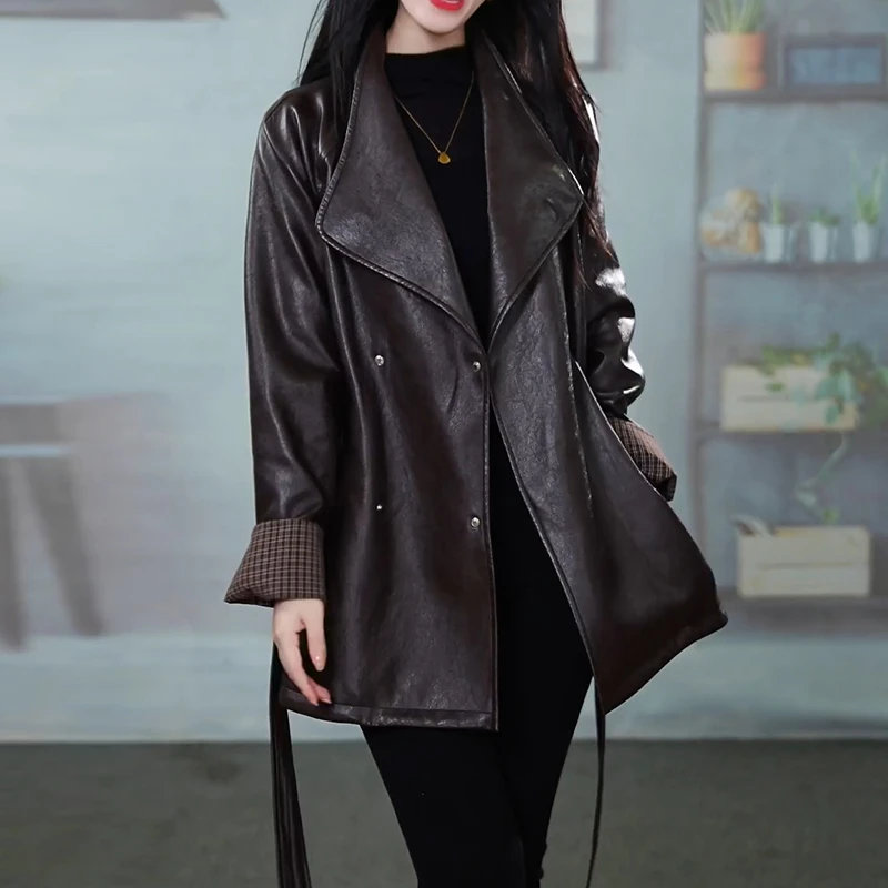 时尚优雅皮衣女2025新款秋季高端大气上档次减龄修身显瘦流行外套