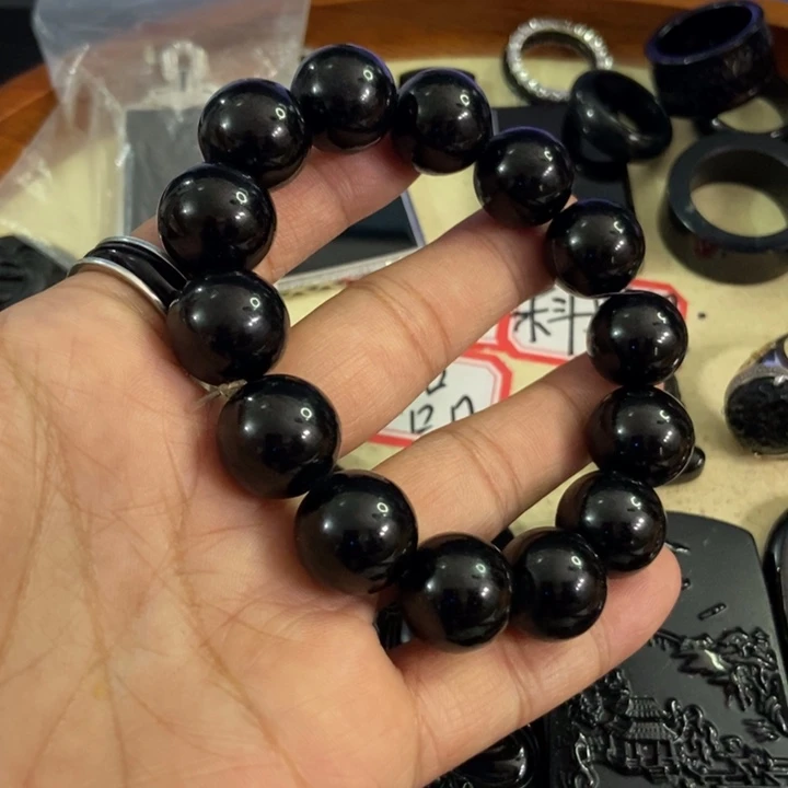 翡翠手链未镶嵌墨翠15.16