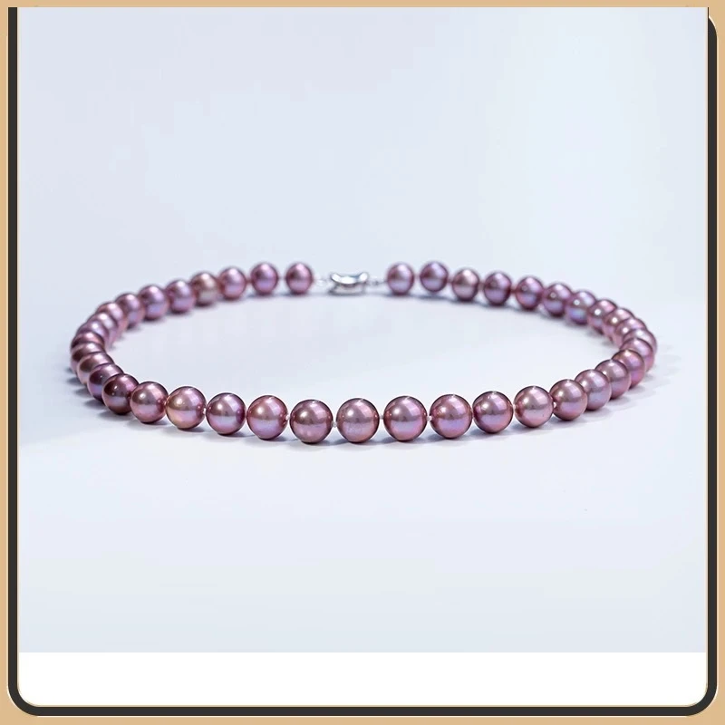 【五星鎏金紫】淡水紫色高贵珍珠项链吉尔德五星7-9mm