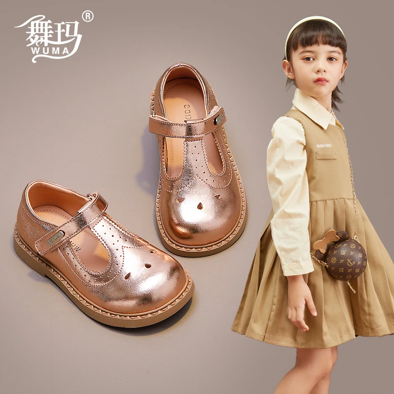 女童鞋子儿童皮鞋2025新款春夏季女孩简约黑色百搭软底单鞋518107