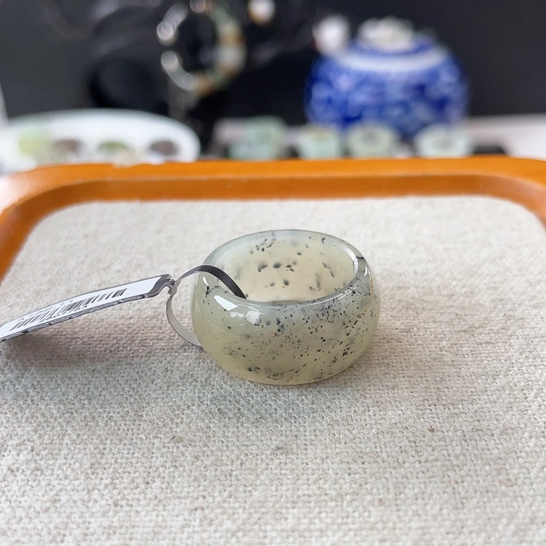 未镶嵌戒指和田玉c59 点墨糖墩墩18.2