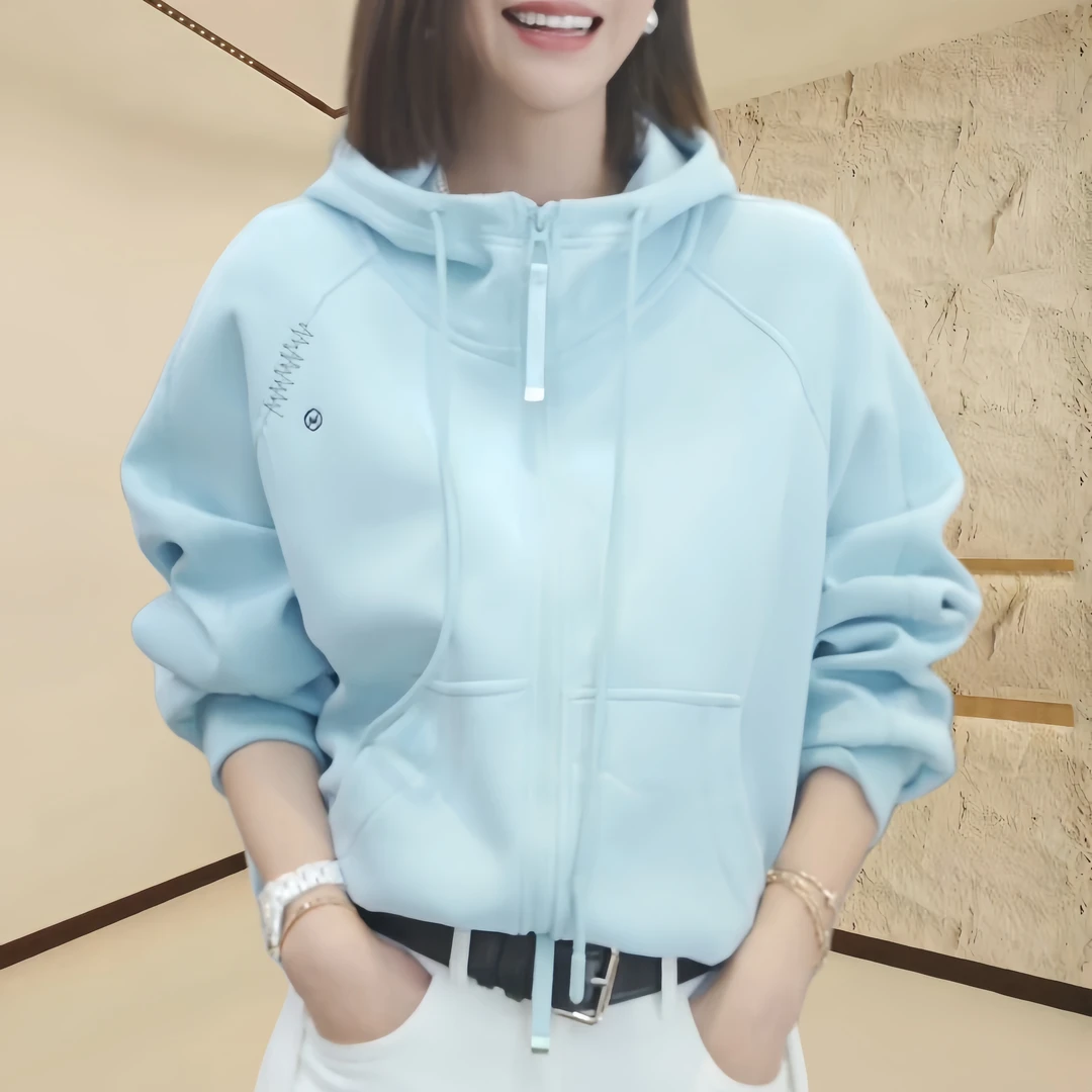 时尚卫衣外套女2025新春季新款洋气宽松显瘦休闲百搭女士连帽上衣