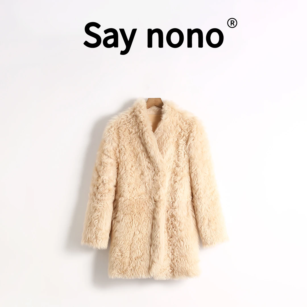 懒猫nono│Saynono 赫黛棕卷毛托卡皮毛一体大衣 /GS24186