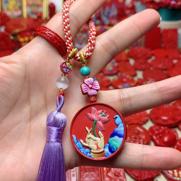 天然辰砂工艺品朱砂包包挂
