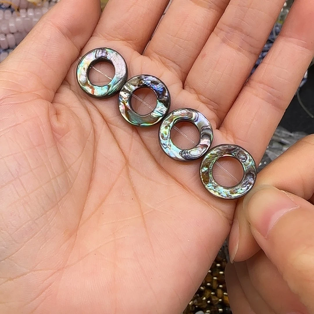 玛瑙/玉髓合金珠宝半成品鲍鱼贝15mm4颗