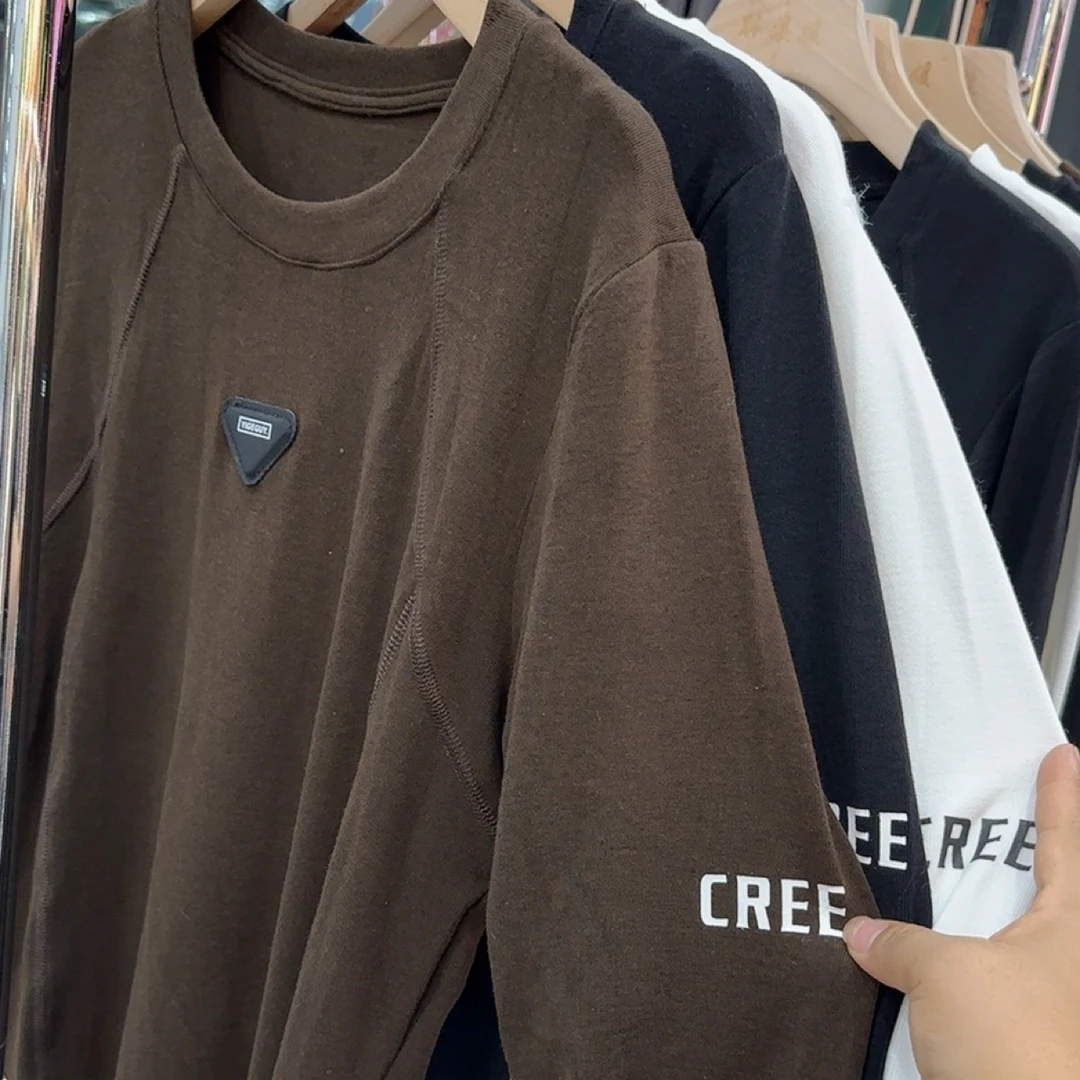 简约三角标袖子印字母显瘦打底72