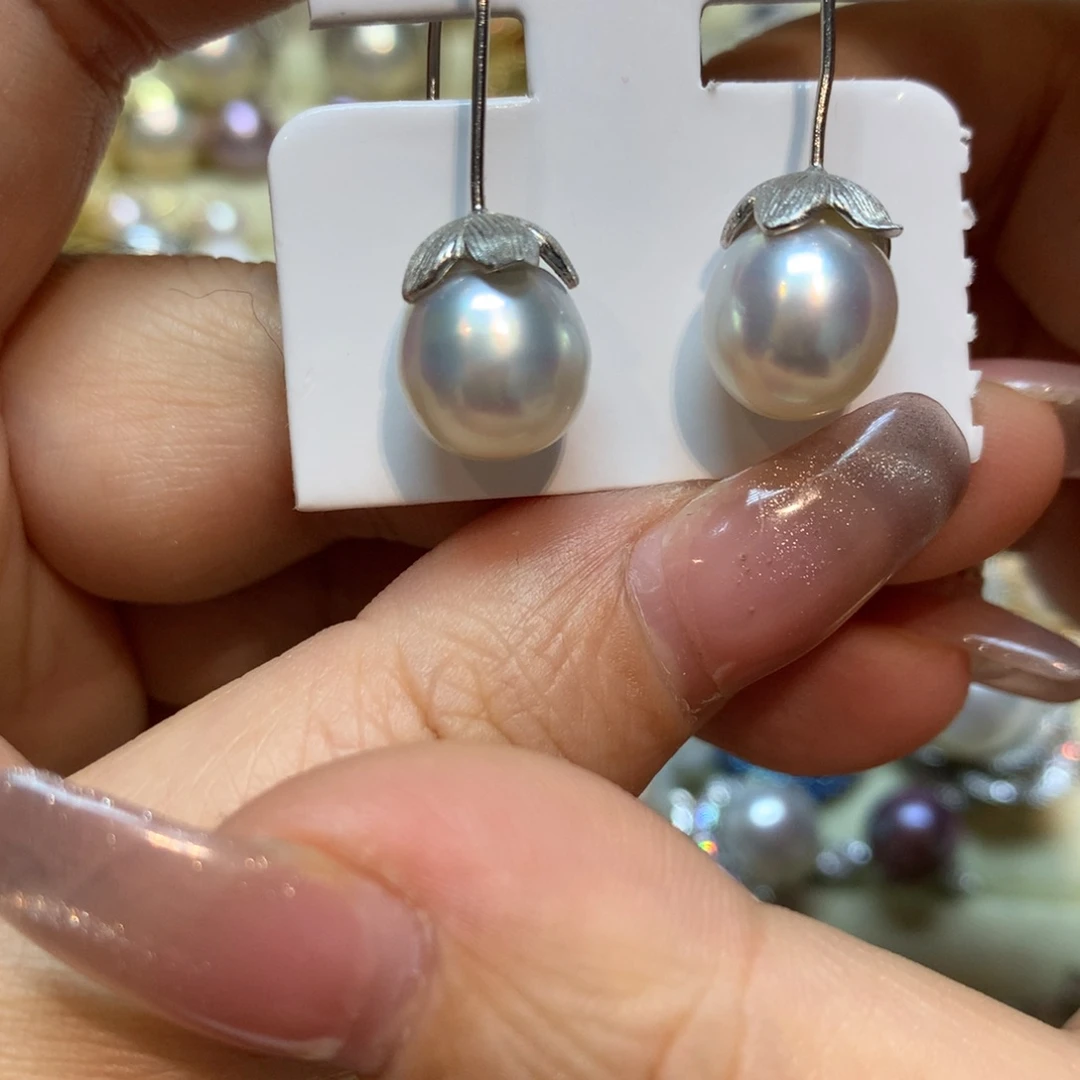 海水珍珠耳饰银S925镶嵌