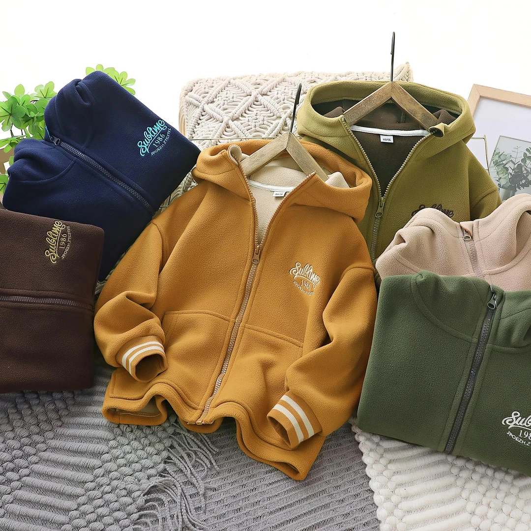 男童摇粒绒外套2025新款春秋款儿童春装中大童加绒男宝宝抓绒上衣