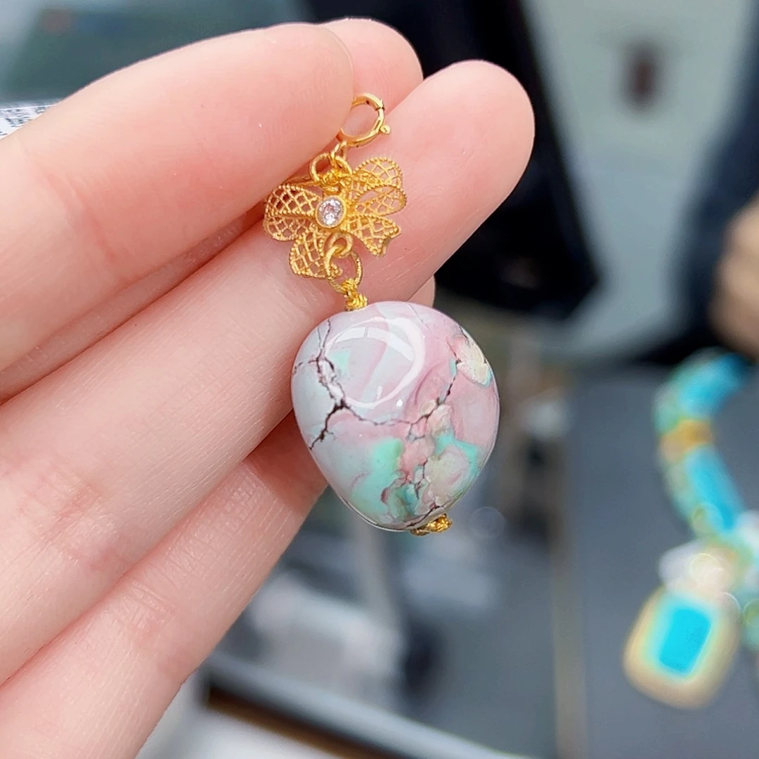 绿松石珠宝奇石18K金镶嵌