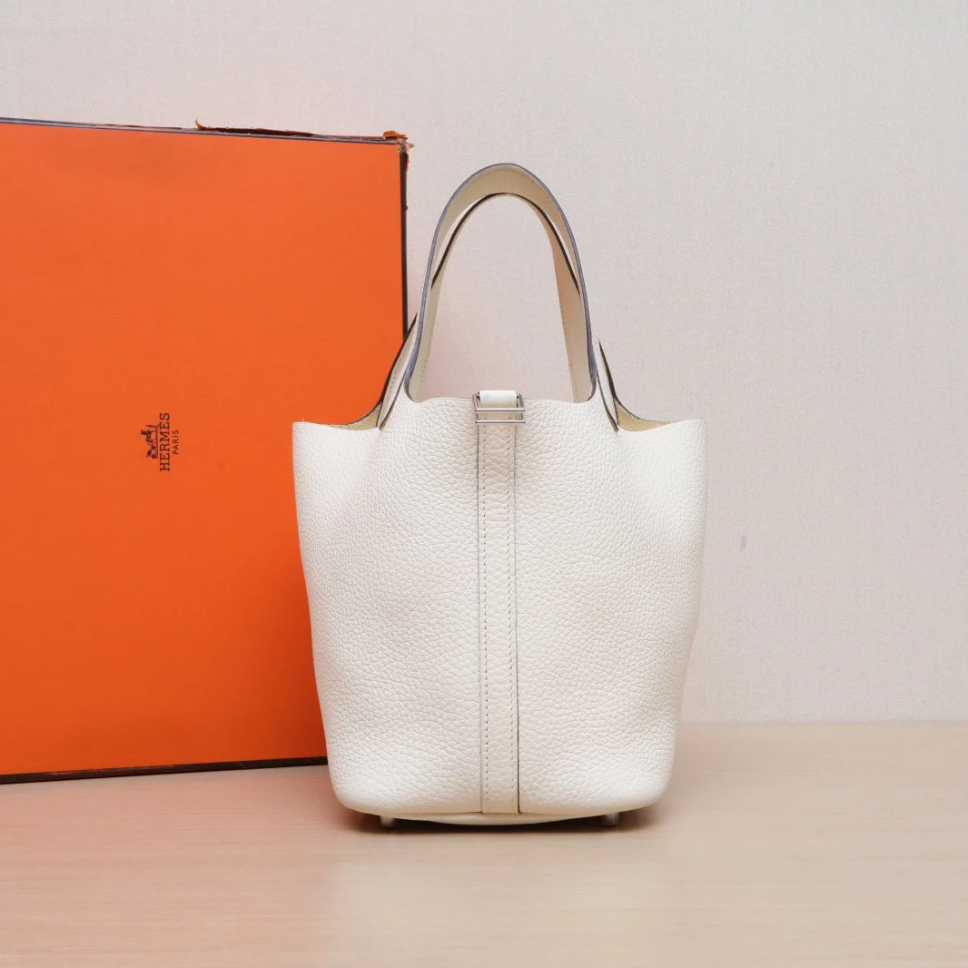 95新 Hermes/爱马仕 【娇】手提包 奶油白 TC皮 Z刻 P225174890