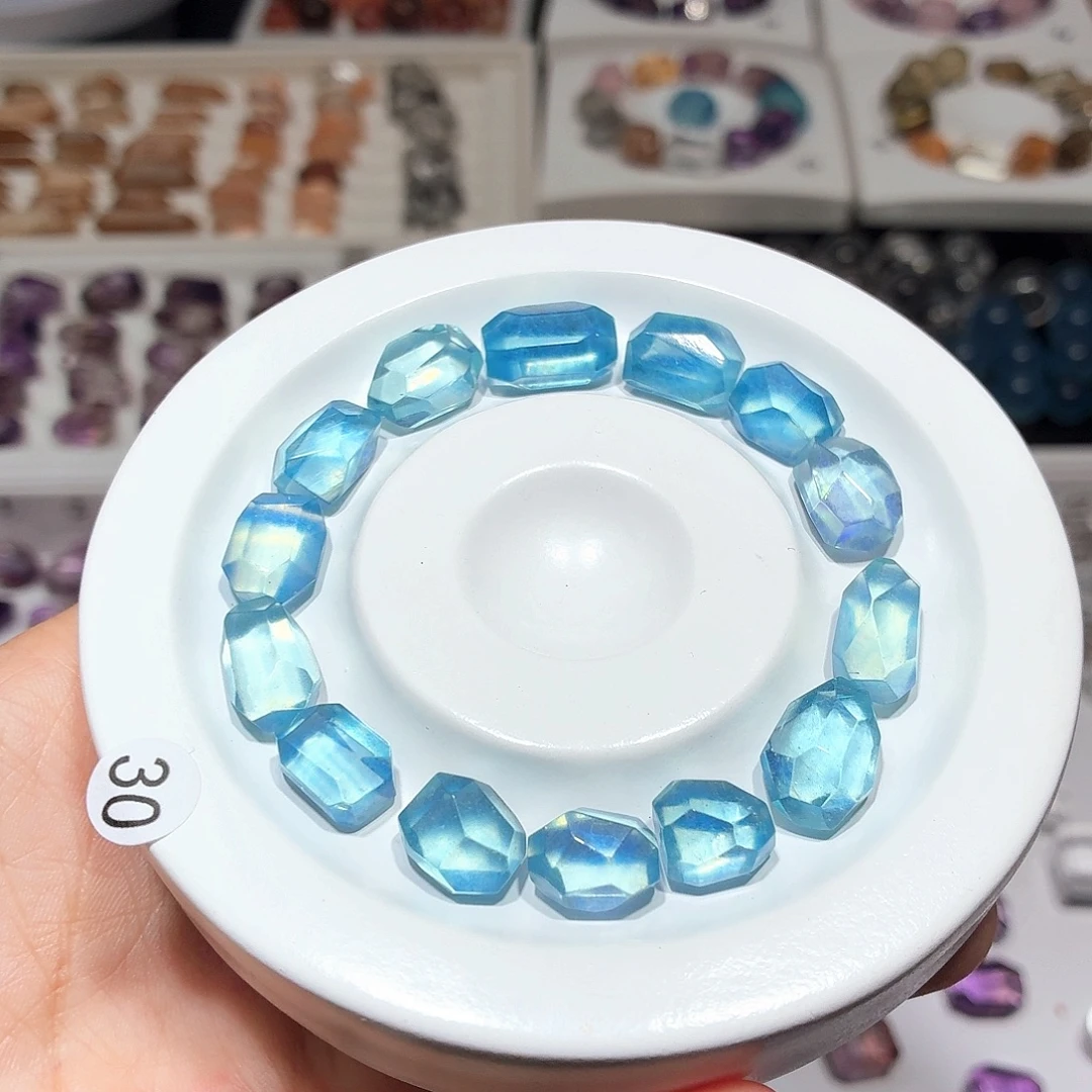 水晶珠宝半成品未镶嵌海蓝宝手串可单出