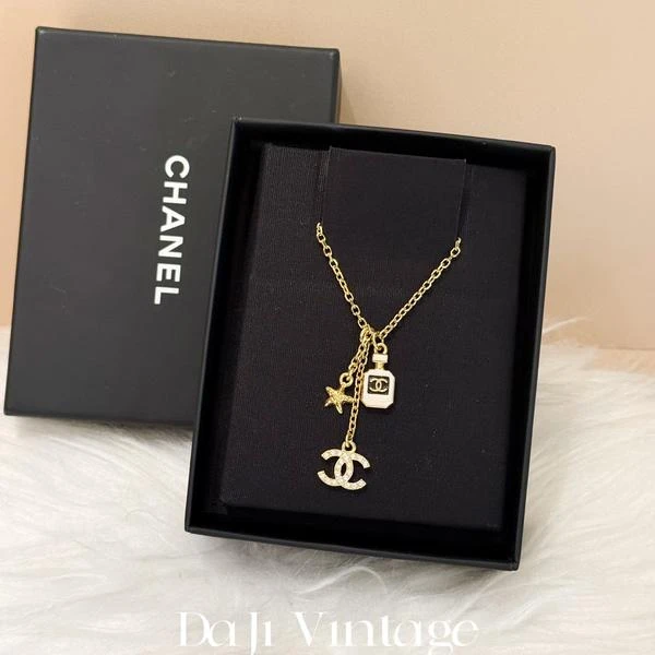 大吉中古/Chanel香奈儿金色双c香水瓶海星吊坠项链