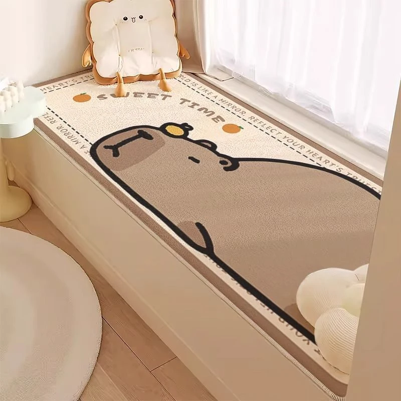 卡皮巴拉卧室飘窗垫水晶绒四季通用窗台卡通可爱网红阳台榻榻米垫