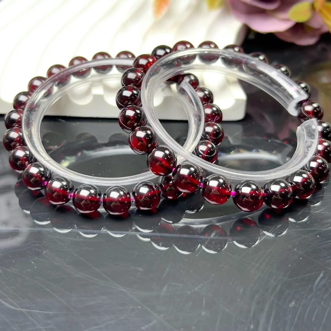 【铭记珠宝】石榴石圆珠单圈手串20-DM01L410【多样性发一件】约7.5mm