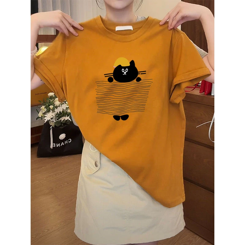 2025新款爆款正肩圆领短袖t恤女时尚洋气设计感南瓜橘色上衣夏季