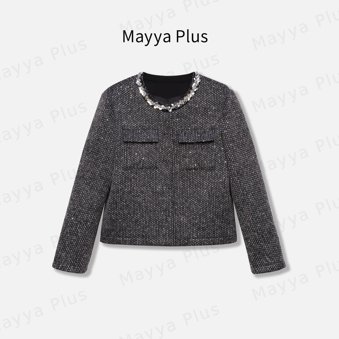 【玛德琳】Mayya Plus麦芽定制轻奢气质显瘦百搭款针织外套32448131