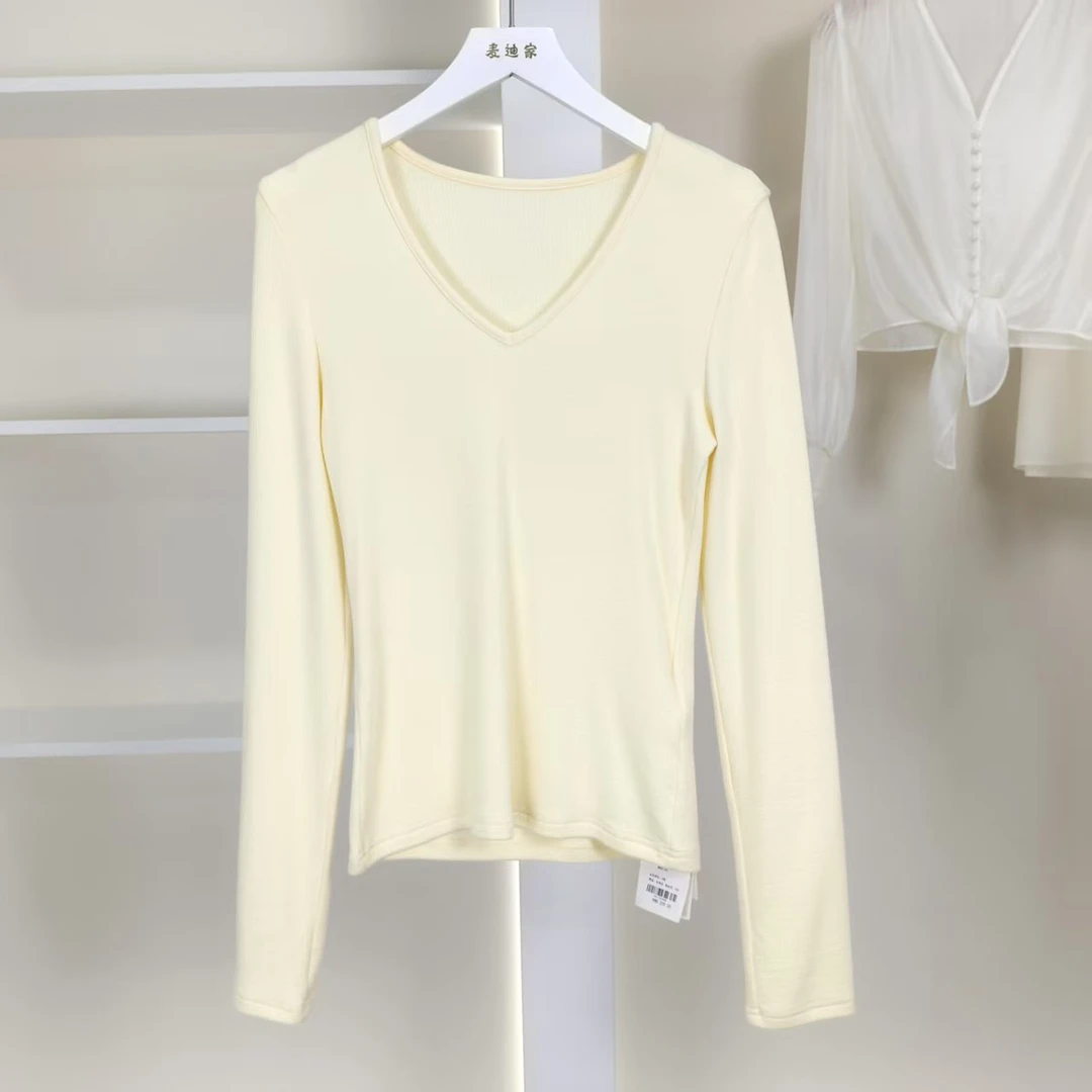 麦迪尚品【K】50428471  春假简约纯色V领针织上衣品牌撤柜女装