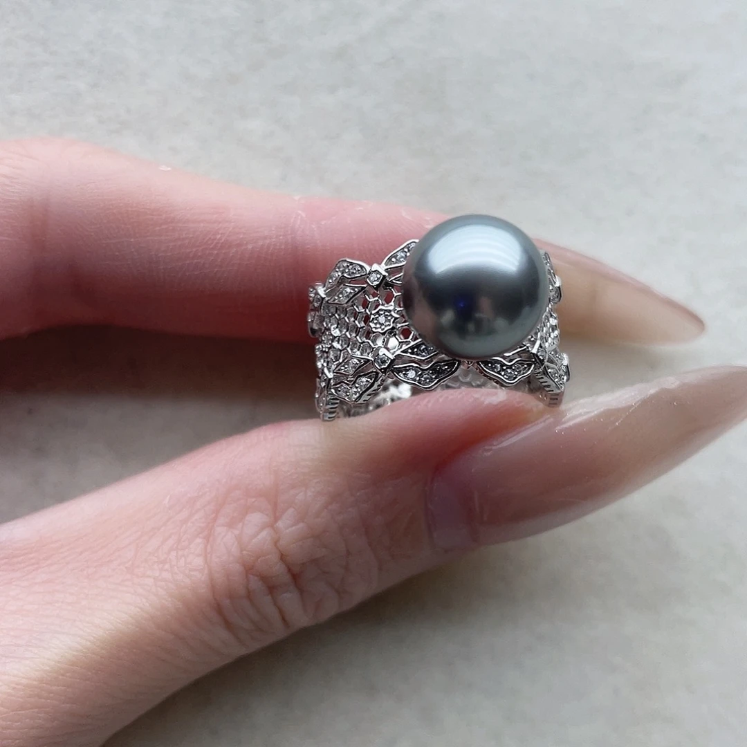 戒指103银S925镶嵌海水珍珠