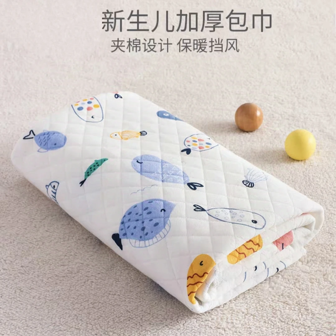 新生儿(秋冬厚款月子包单）纯棉包单空气棉襁褓巾盖毯