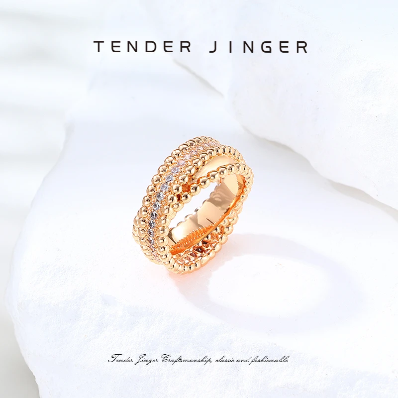 Tender Jinger 铜合金戒指 新款滚珠交叉双拼指环赵丽颖同款戒指
