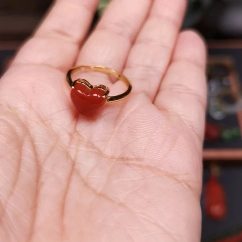 南红玛瑙戒指银S925镶嵌