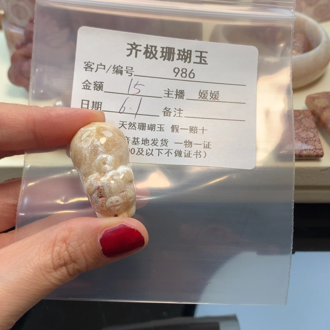 硅化珊瑚（珊瑚玉）未镶嵌颈饰?****痣
