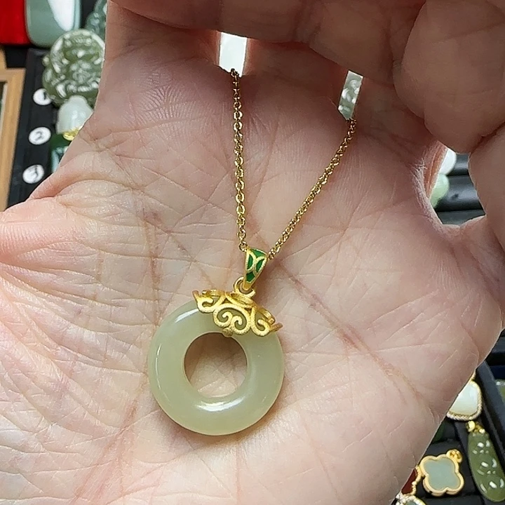 颈饰银S925镶嵌和田玉