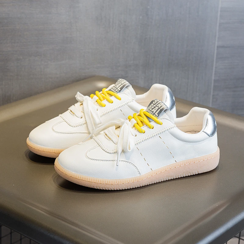 35-43头层牛皮羊皮内里德训鞋女2025夏季新款透气运动休闲小白鞋