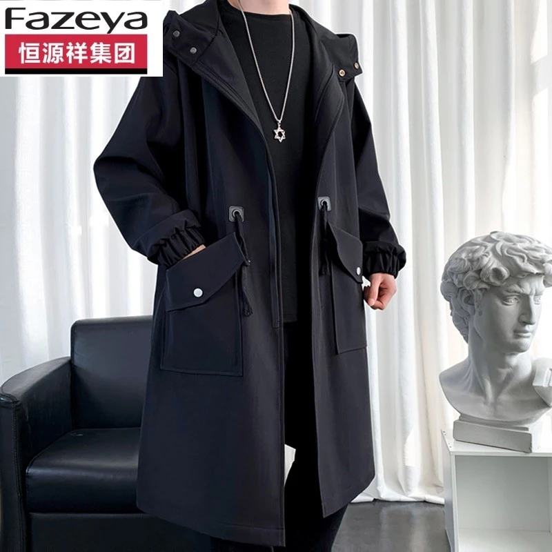 恒源祥集团彩羊德系风衣男春秋设计感2023新款中长款英伦风oversi
