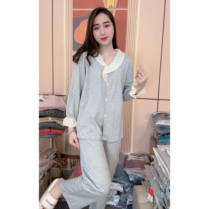 睡衣女冬季新款亲肤棉长袖长裤韩版甜美时尚家居服套装（东京小姐）