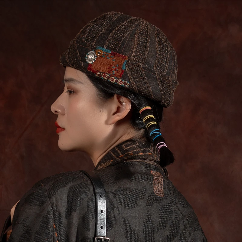 我的搭配师2024秋季上新新款柞蚕丝香云纱南瓜帽GZX23010