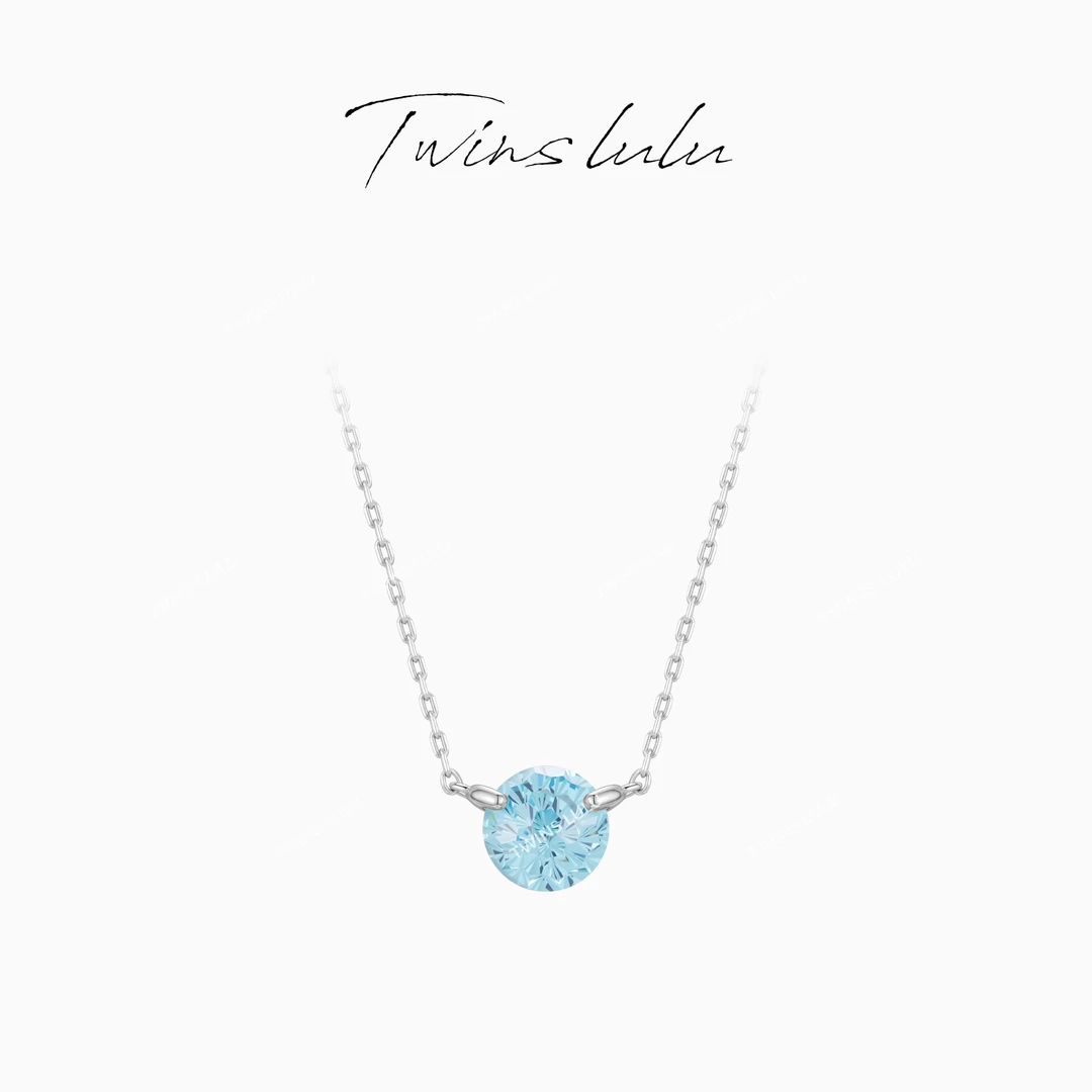 TWINS LULU 镀K金 925银【原创】百搭高级感爪镶蓝色项链TSJ7953