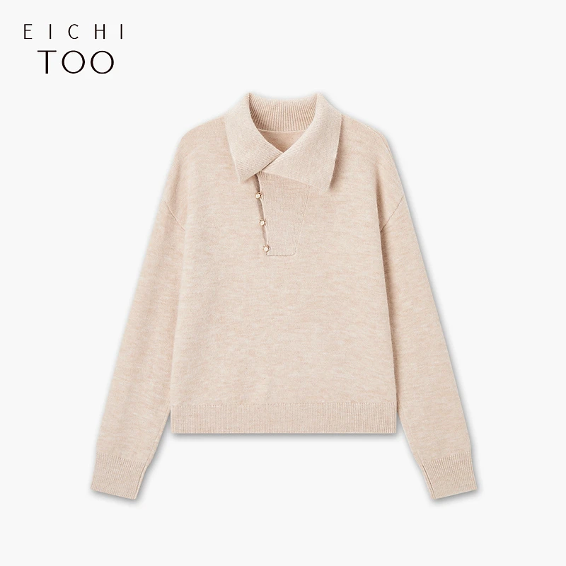 爱居兔冬季翻领设计感时尚长袖针织衫ENZAJ4N036A