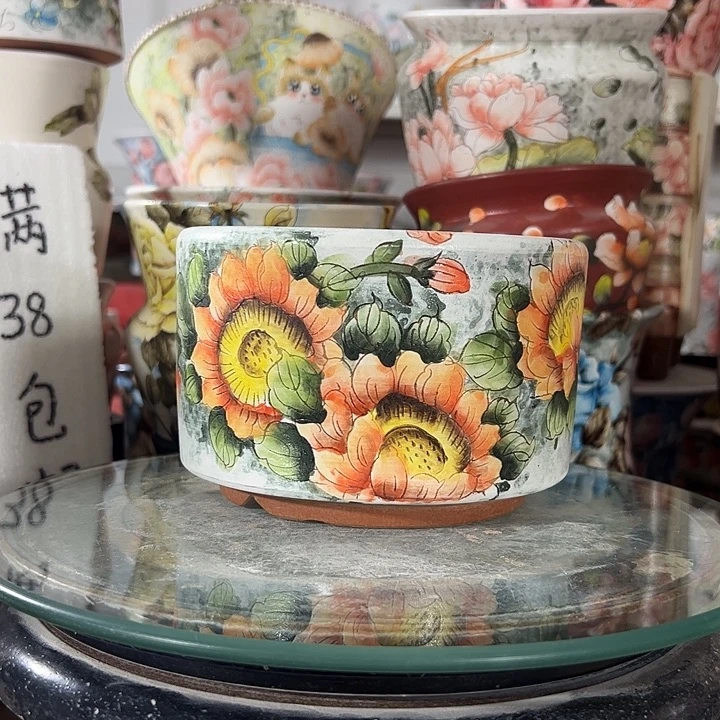 景德镇手绘花盆满38包邮偏远地区除外