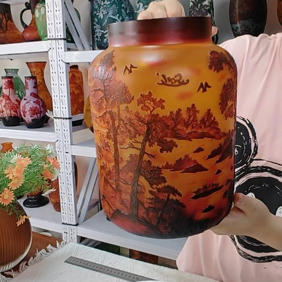 手工艺品琉璃风景格雷花瓶