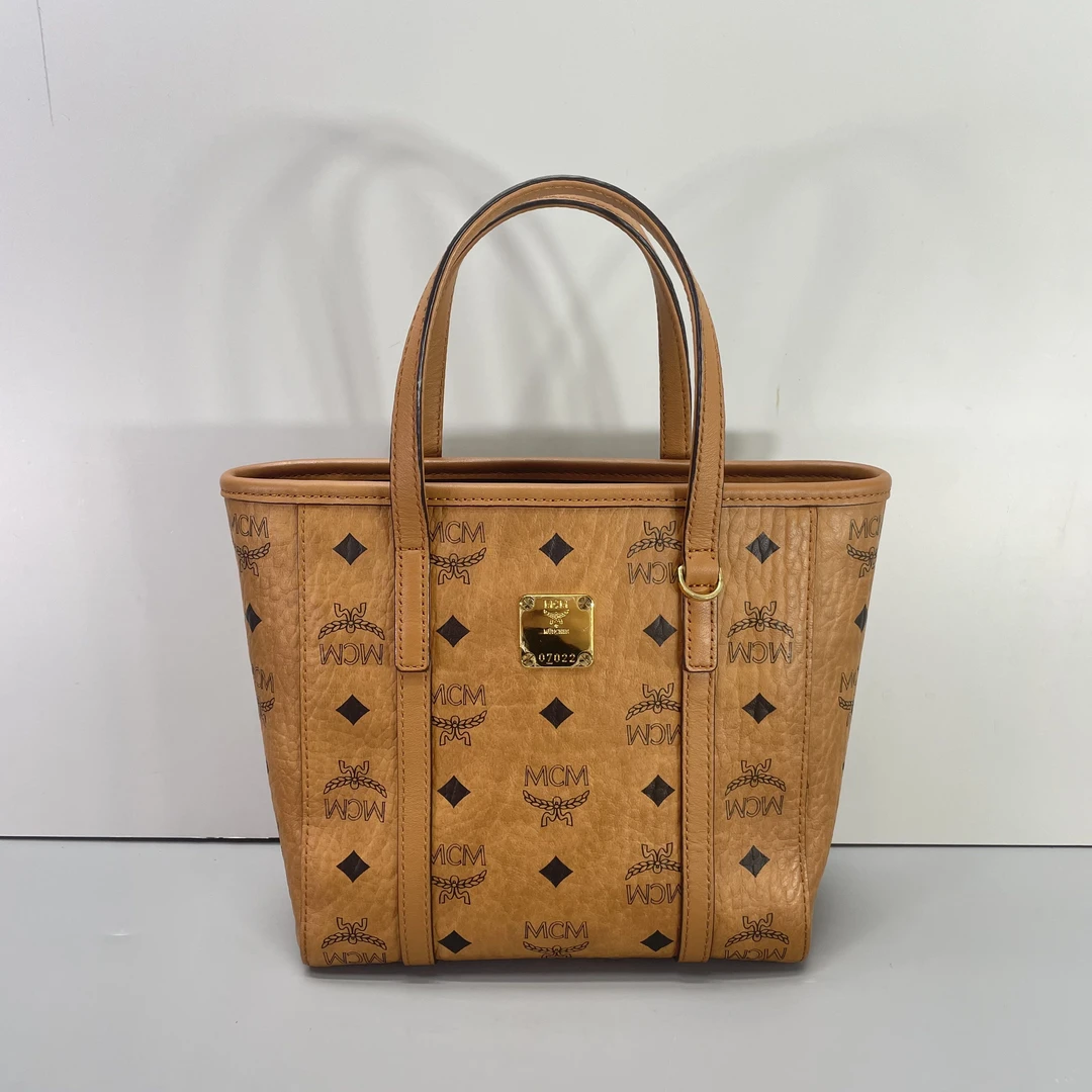 95新 MCM 媚姐/mcm干邑色小号菜篮子19*19*9cmG042015