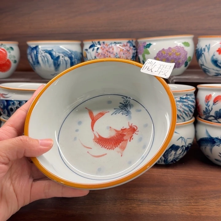 釉下手绘茶具微瑕