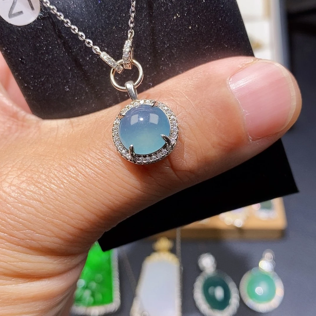 颈饰银S925镶嵌翡翠w w