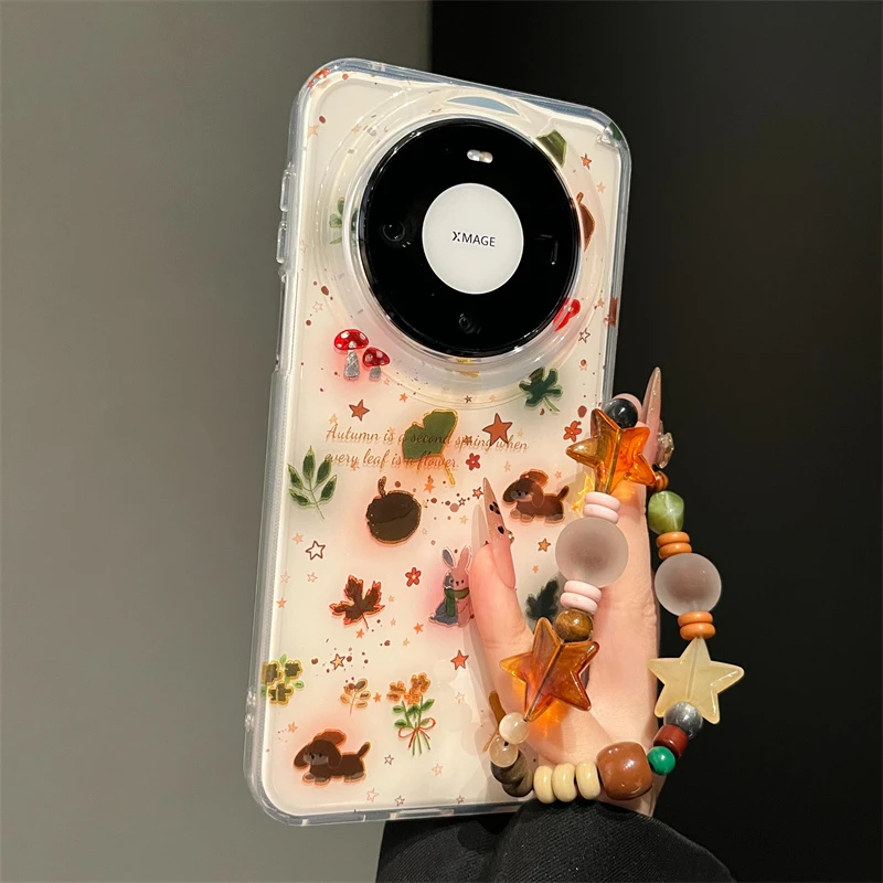 适用华为mate80手机壳Pura80鎏金枫叶兔子狗狗mate70/60pro防摔女