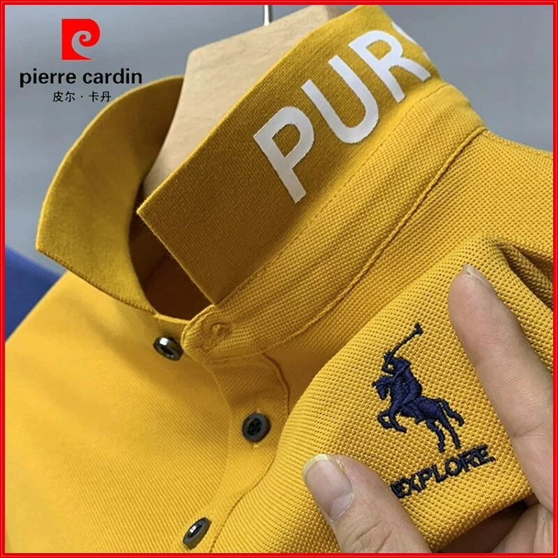 皮尔卡丹高端polo衫男长袖夏季翻领刺绣t恤男半袖中年爸爸装短袖