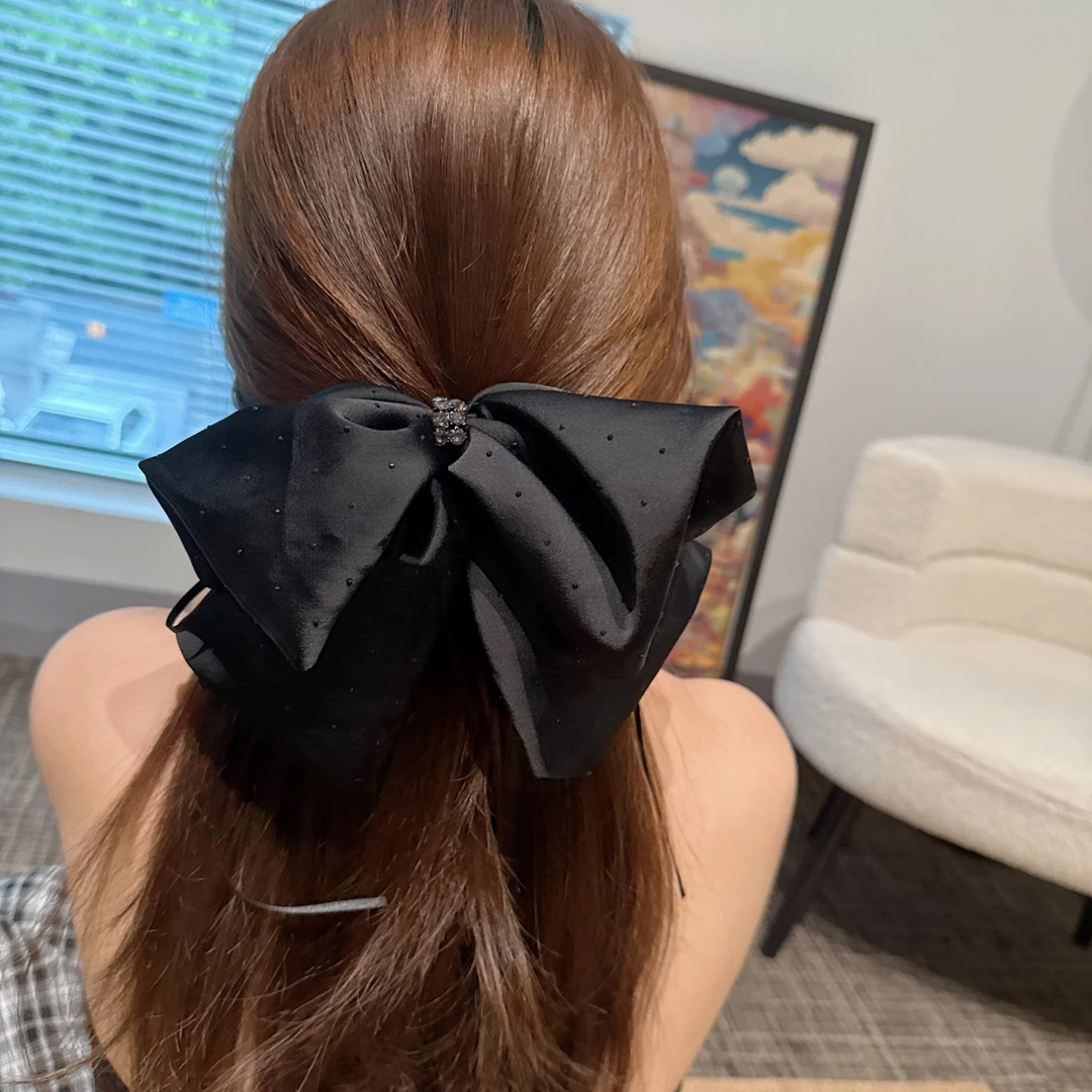 仙女风烫钻款大蝴蝶结飘带抓夹女高级感马尾夹发卡温柔气质抓夹