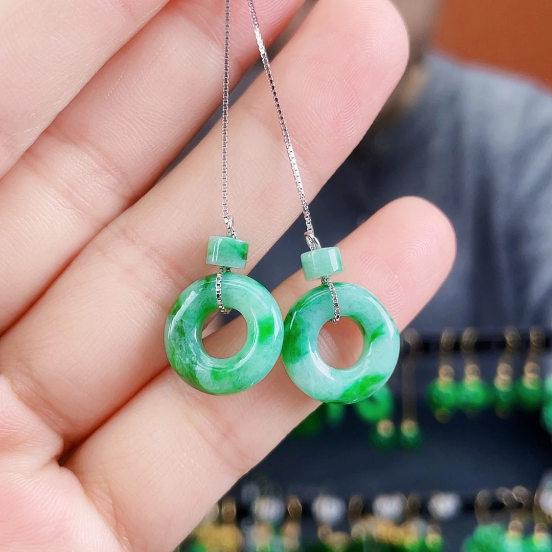 翡翠银S925镶嵌耳饰