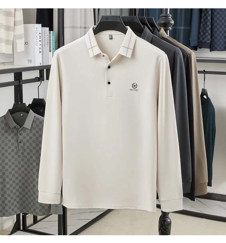 2025秋季新款男士潮流时尚长袖T衫翻领Polo衫韩版百搭简约休闲款